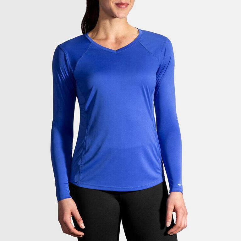 Brooks Women's Stealth Long Sleeve Running Shirt Singapore - Blue (51380-BGPW)